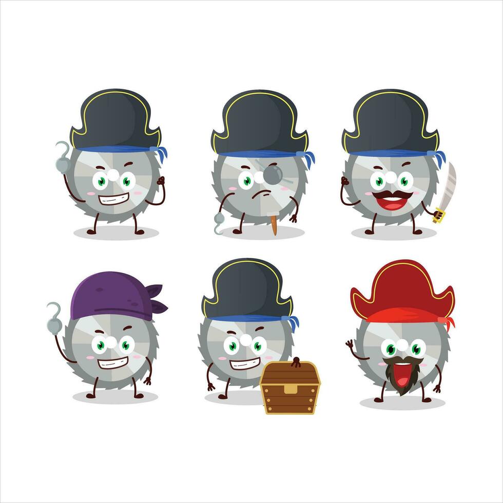 dibujos animados personaje de mano Sierra con varios piratas emoticones vector