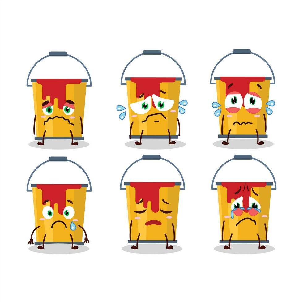 Yellow paint bucket cartoon character with sad expression vector