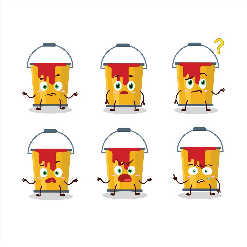 Cartoon character of yellow paint bucket with what expression vector