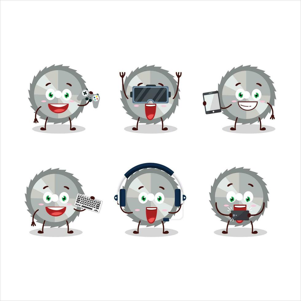 Hand saw cartoon character are playing games with various cute emoticons vector