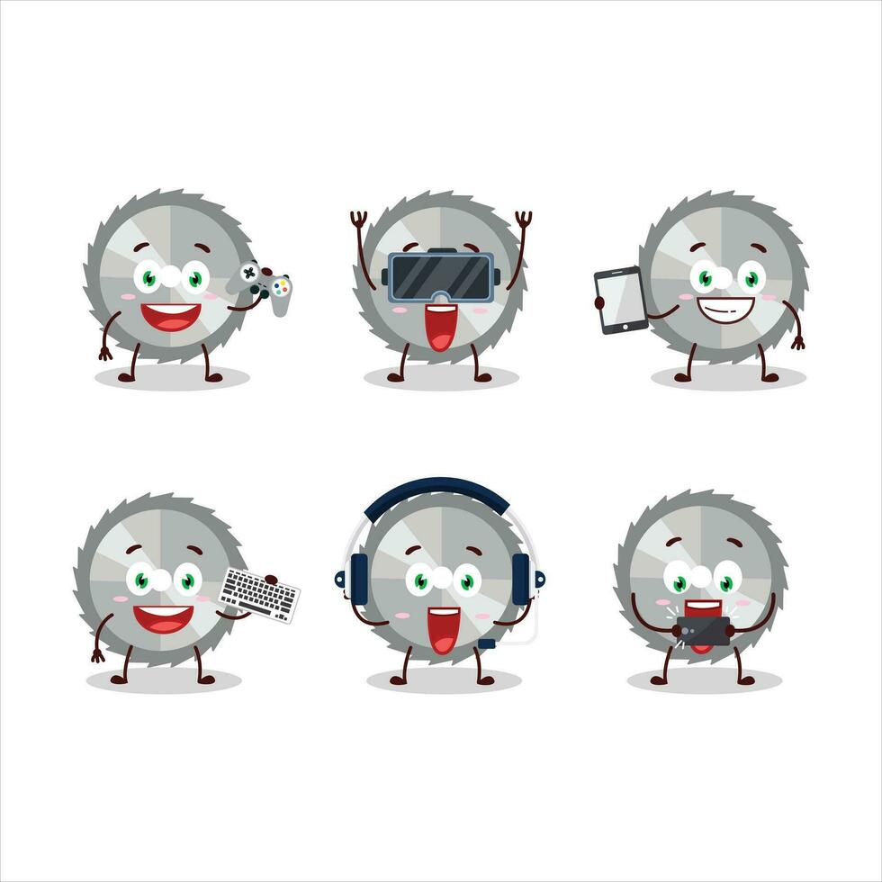 mano Sierra dibujos animados personaje son jugando juegos con varios linda emoticones vector