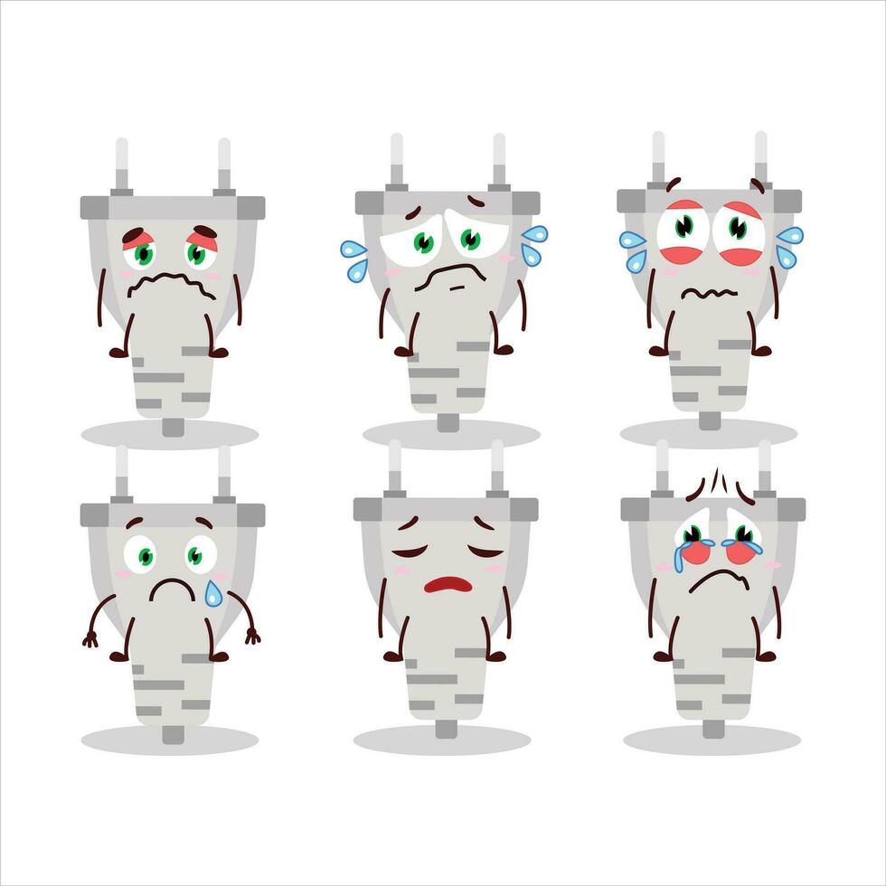 White plug cartoon character with sad expression vector
