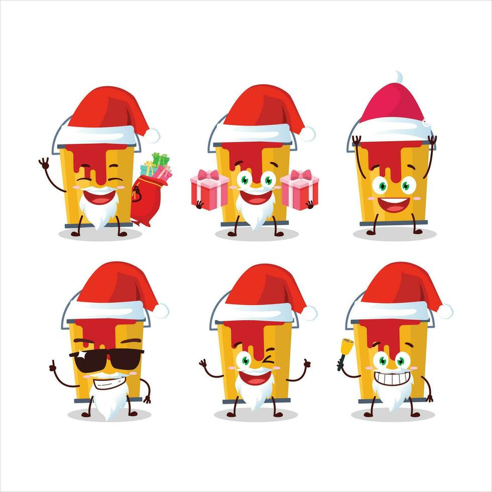 Yellow paint bucket cartoon character with various angry expressions vector