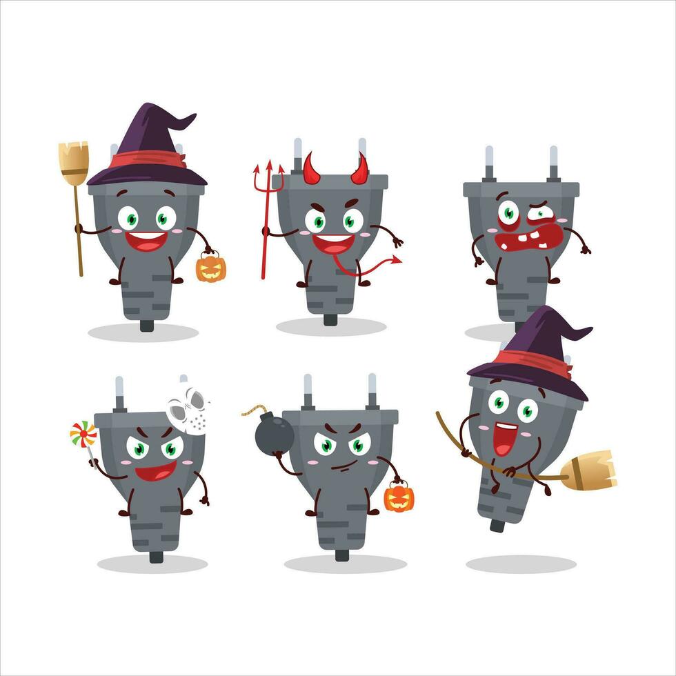 Halloween expression emoticons with cartoon character of black plug vector