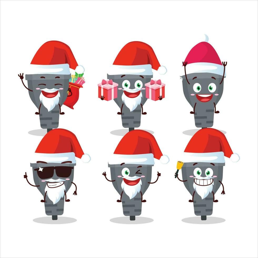 Papa Noel claus emoticones con negro enchufe dibujos animados personaje vector