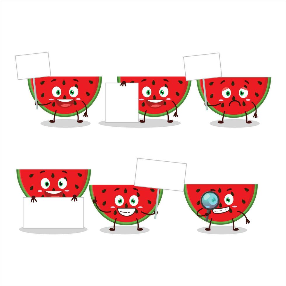 Watermelon cartoon in character bring information board vector