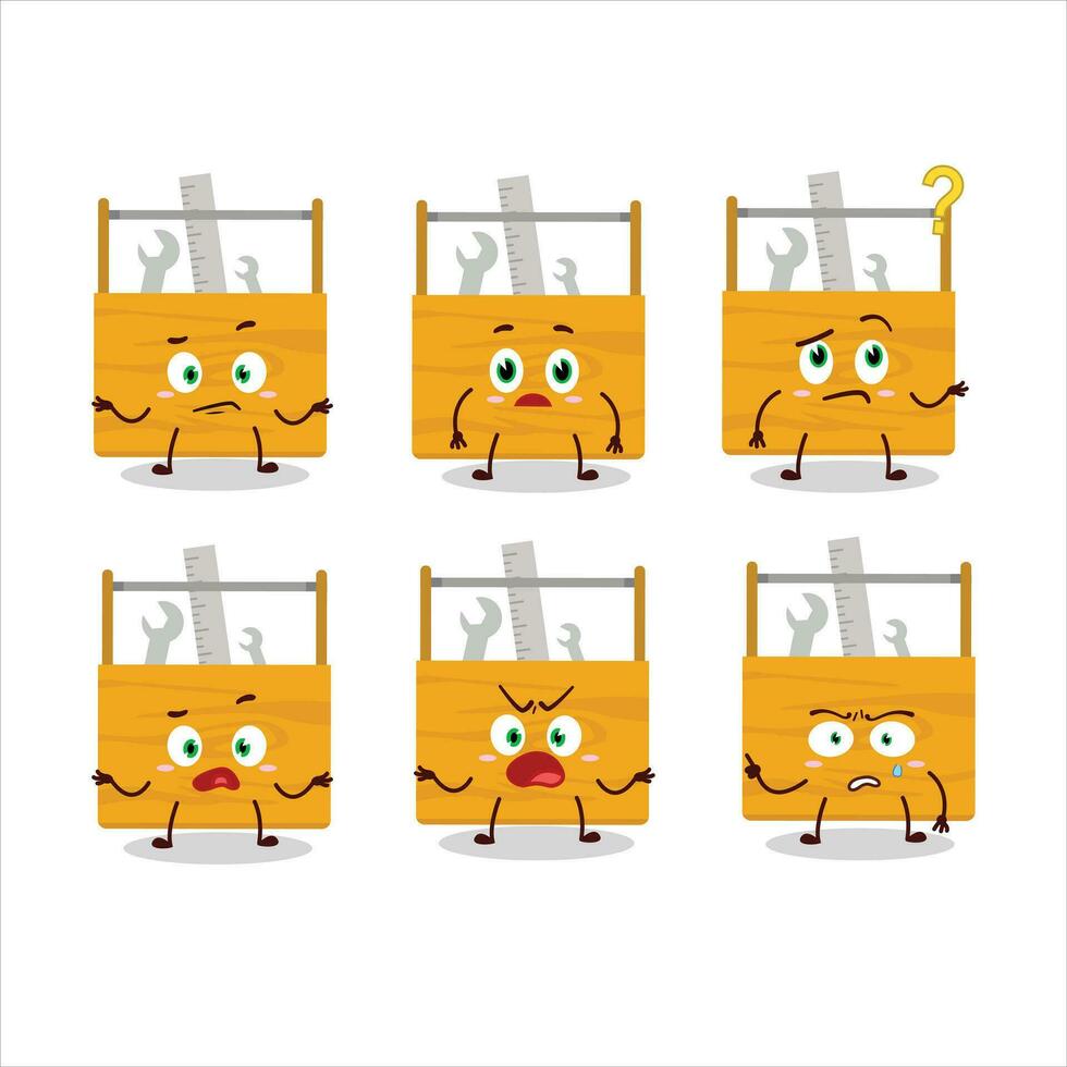 Cartoon character of wooden toolbox with what expression vector