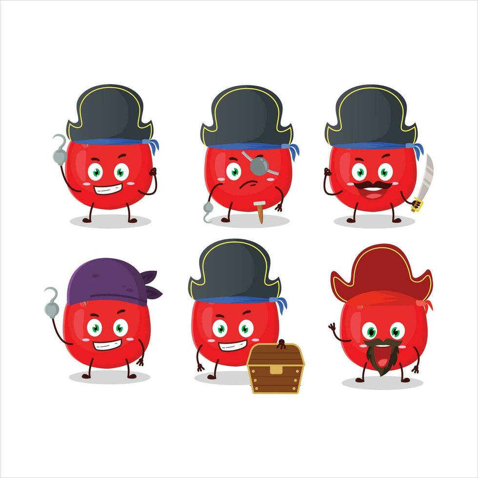 Cartoon character of tomato with various pirates emoticons vector