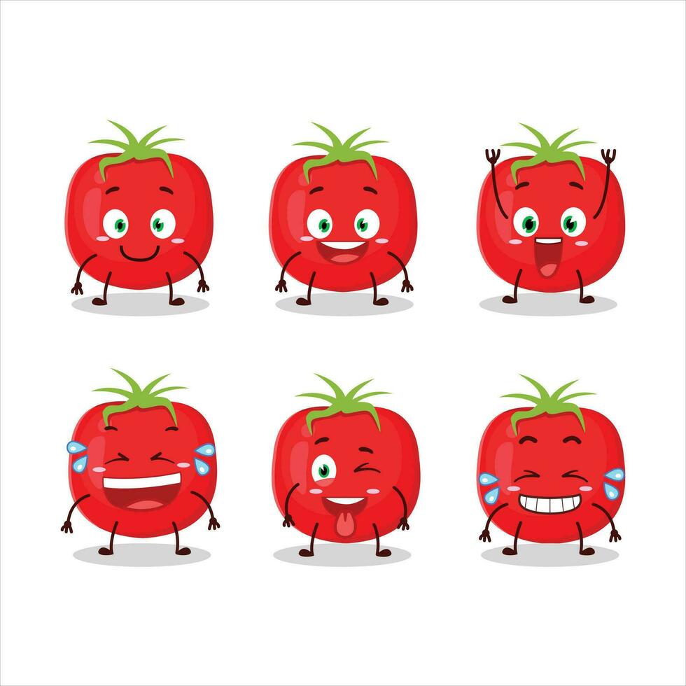 dibujos animados personaje de tomate con sonrisa expresión vector