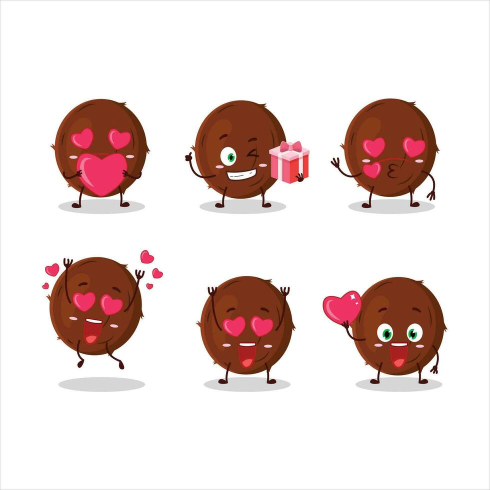 Coconut cartoon character with love cute emoticon vector