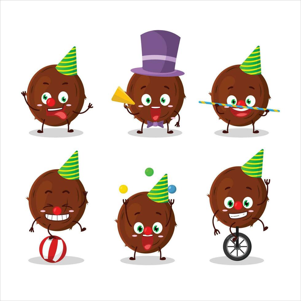 Cartoon character of coconut with various circus shows vector