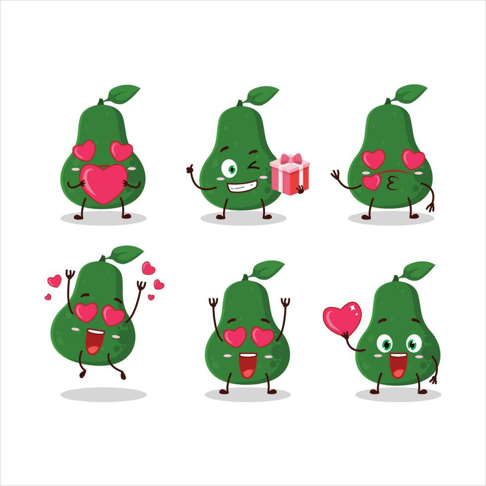Avocado cartoon character with love cute emoticon vector