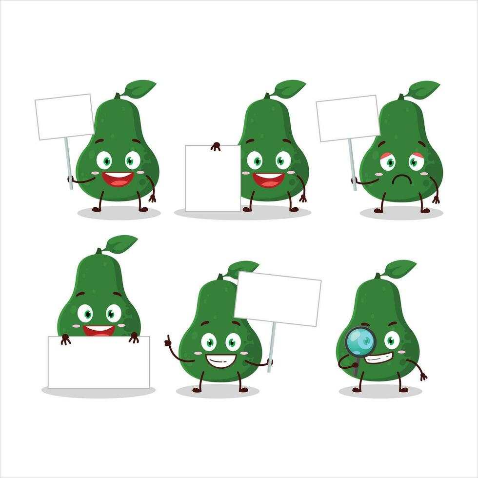 Avocado cartoon in character bring information board vector