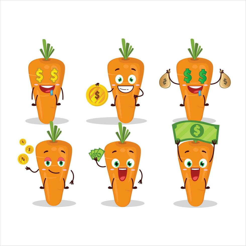 Carrot cartoon character with cute emoticon bring money vector