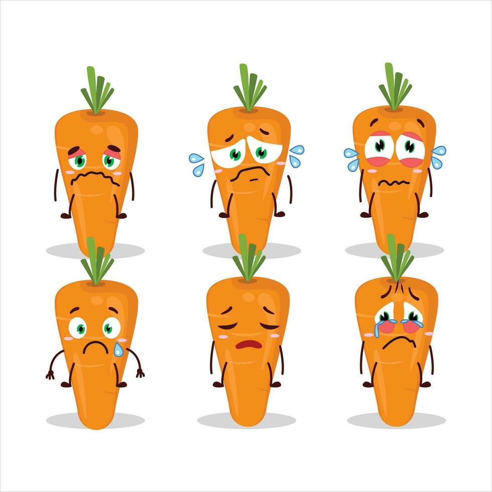 Carrot cartoon in character with sad expression vector