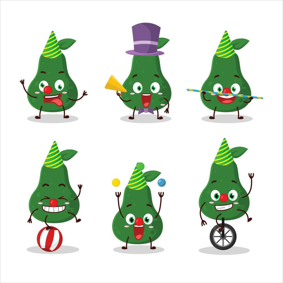 dibujos animados personaje de aguacate con varios circo muestra vector