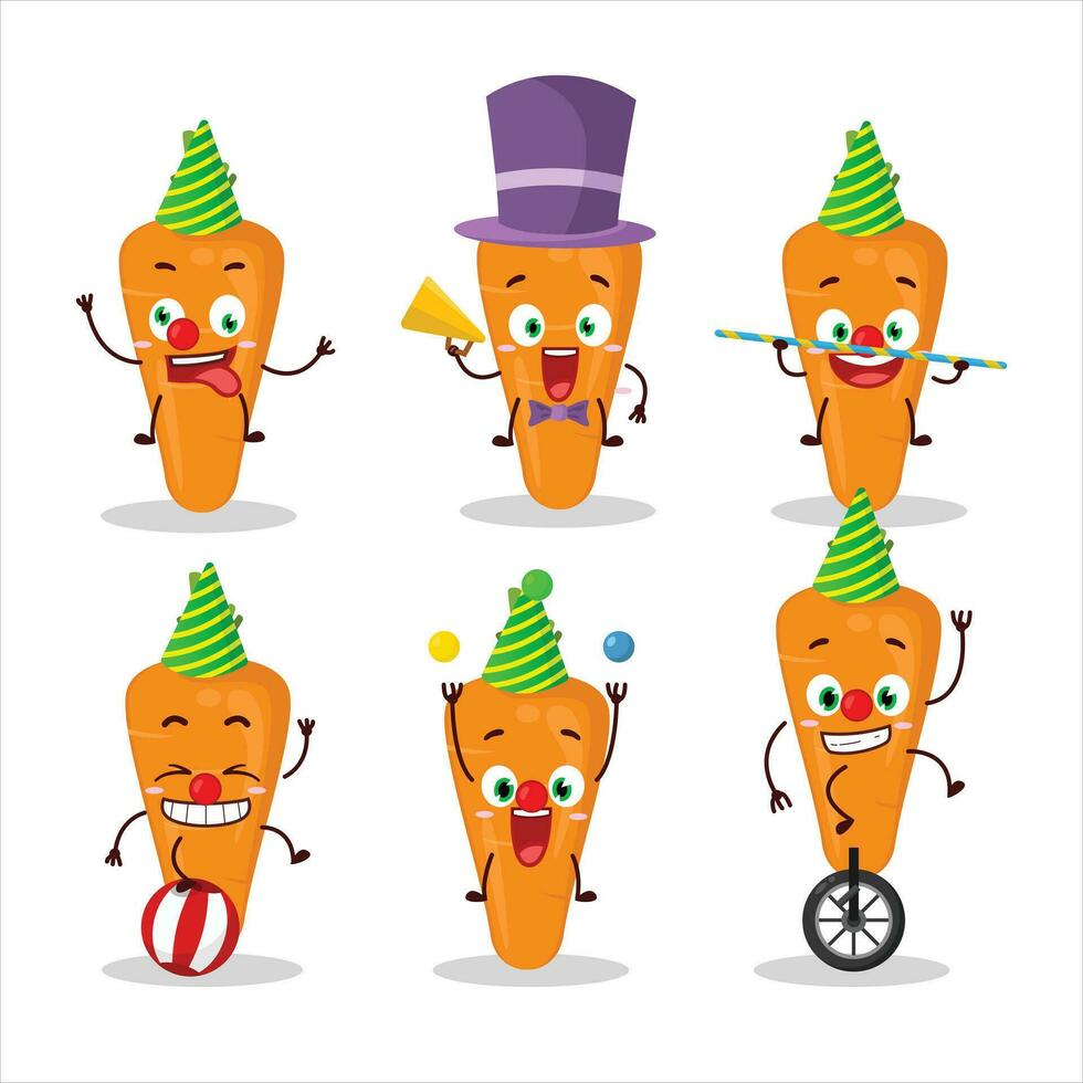 Cartoon character of carrot with various circus shows vector