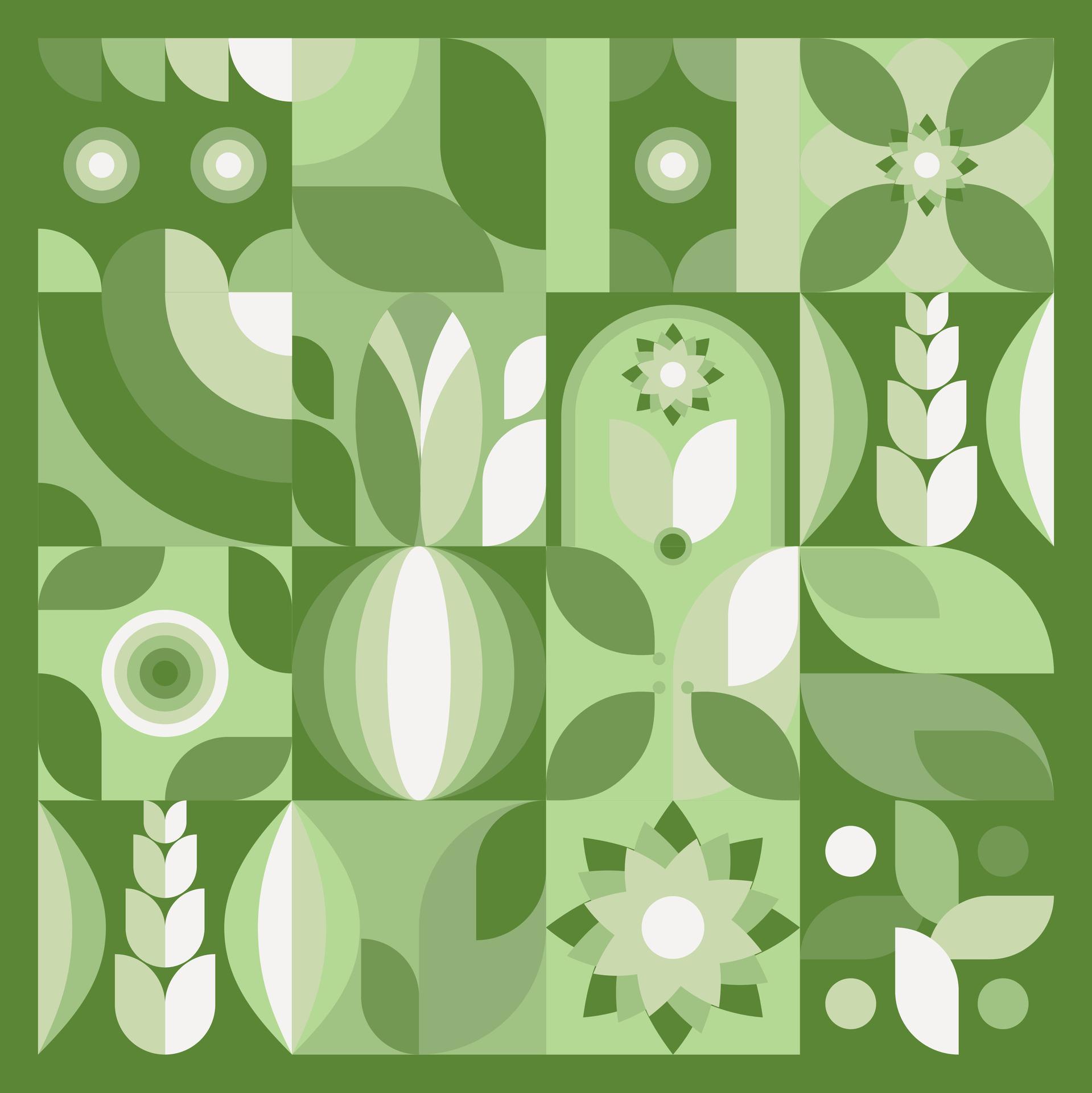 Botanical Farmer Geometric Background Design With Calming Green Color