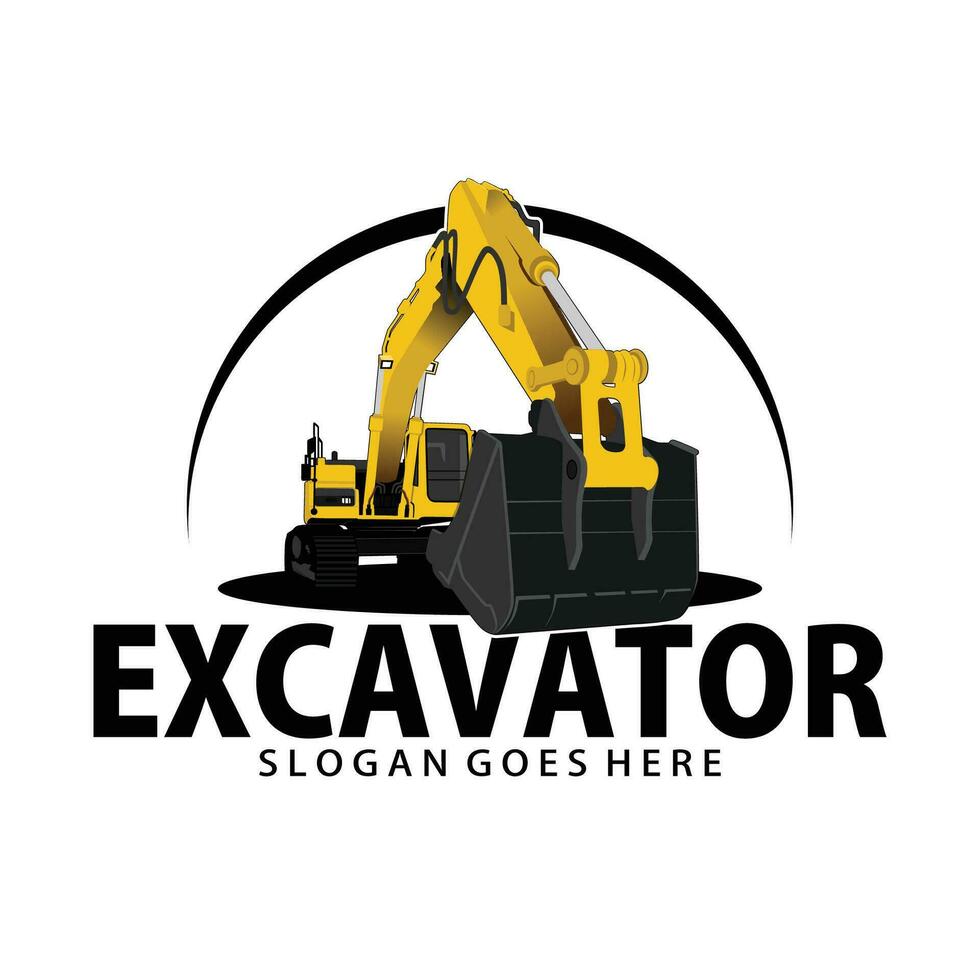 Ilustración de vector de concepto de diseños de logotipo de excavadora