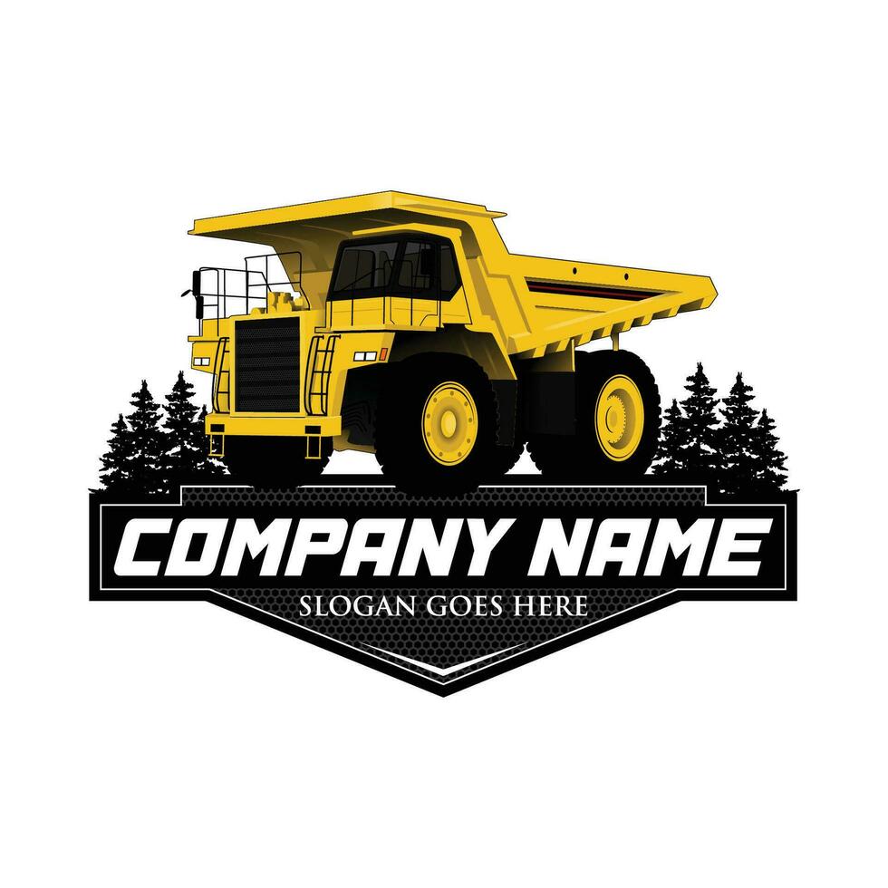 Dump truck, mining truck illustration logo design vector