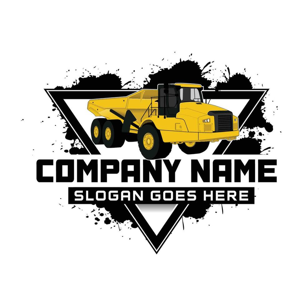 Articulated Dump truck logo design. Heavy equipment logo vector for construction company