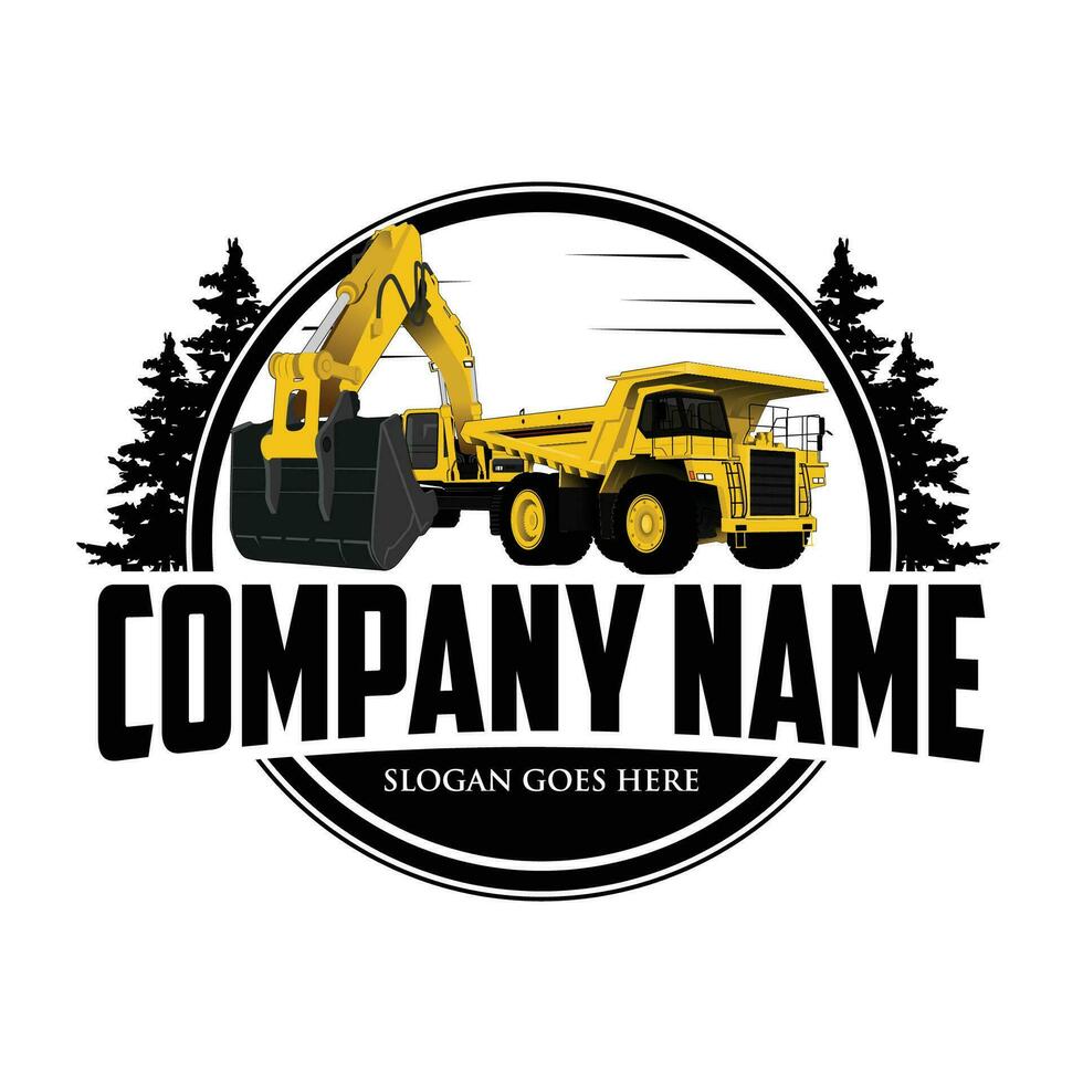Heavy equipment logo design, for housing development, building repair, construction and procurement of heavy equipment vector