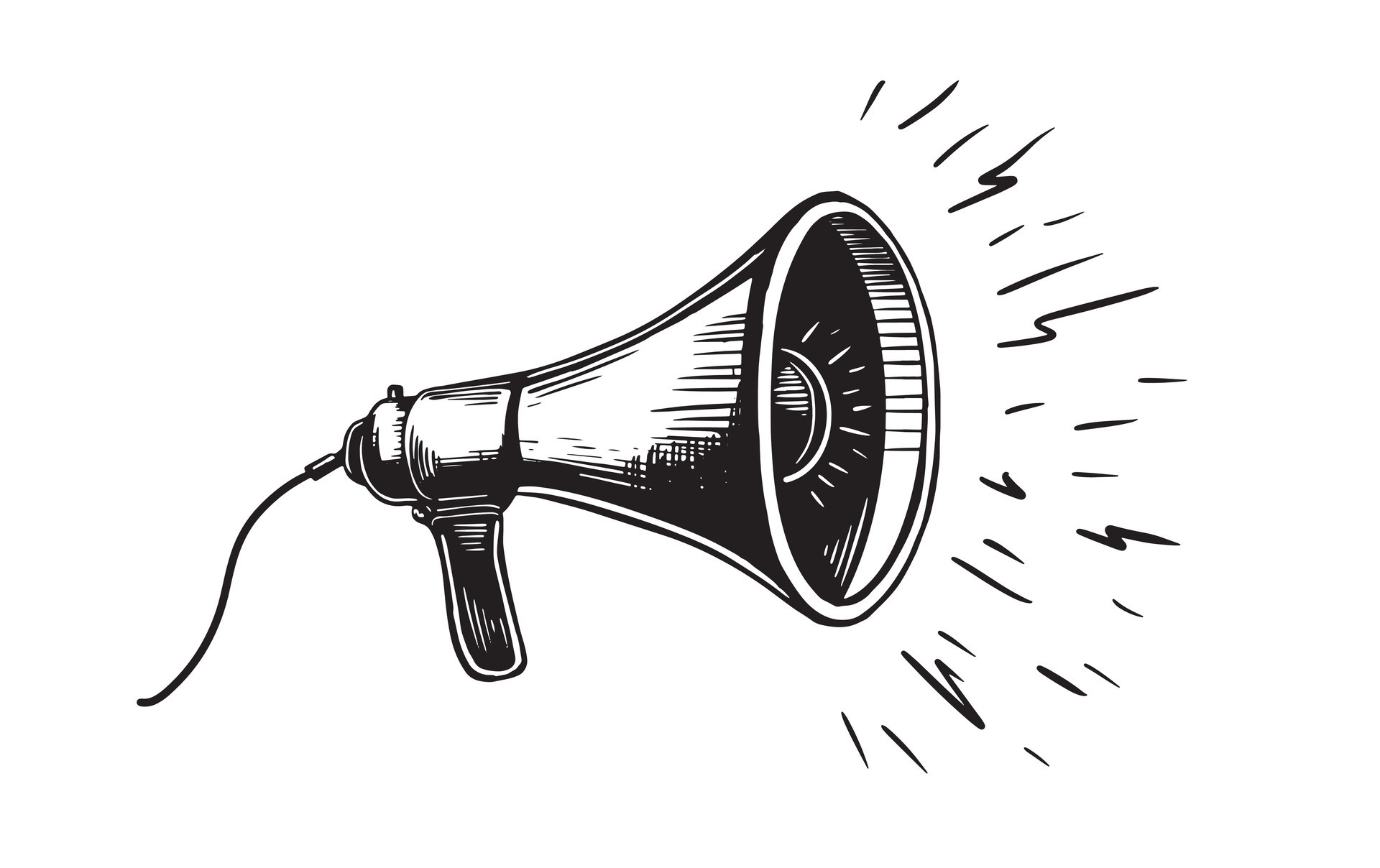 Megaphone vector sketch line drawing black on background 26636861