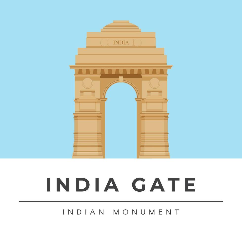 India portón Delhi, indio Monumento vector ilustración