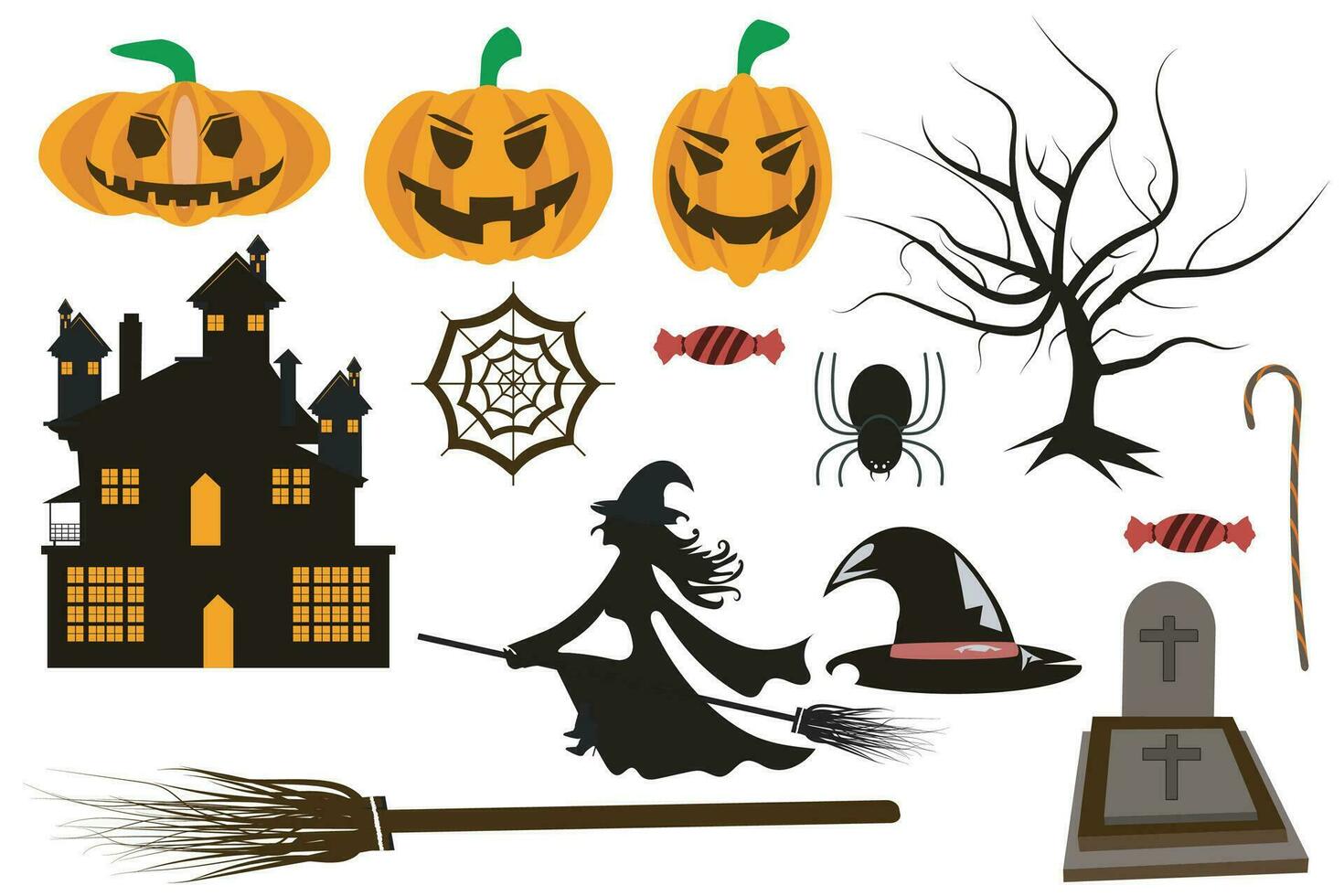 Happy Halloween vector t-shirt design element set bundle