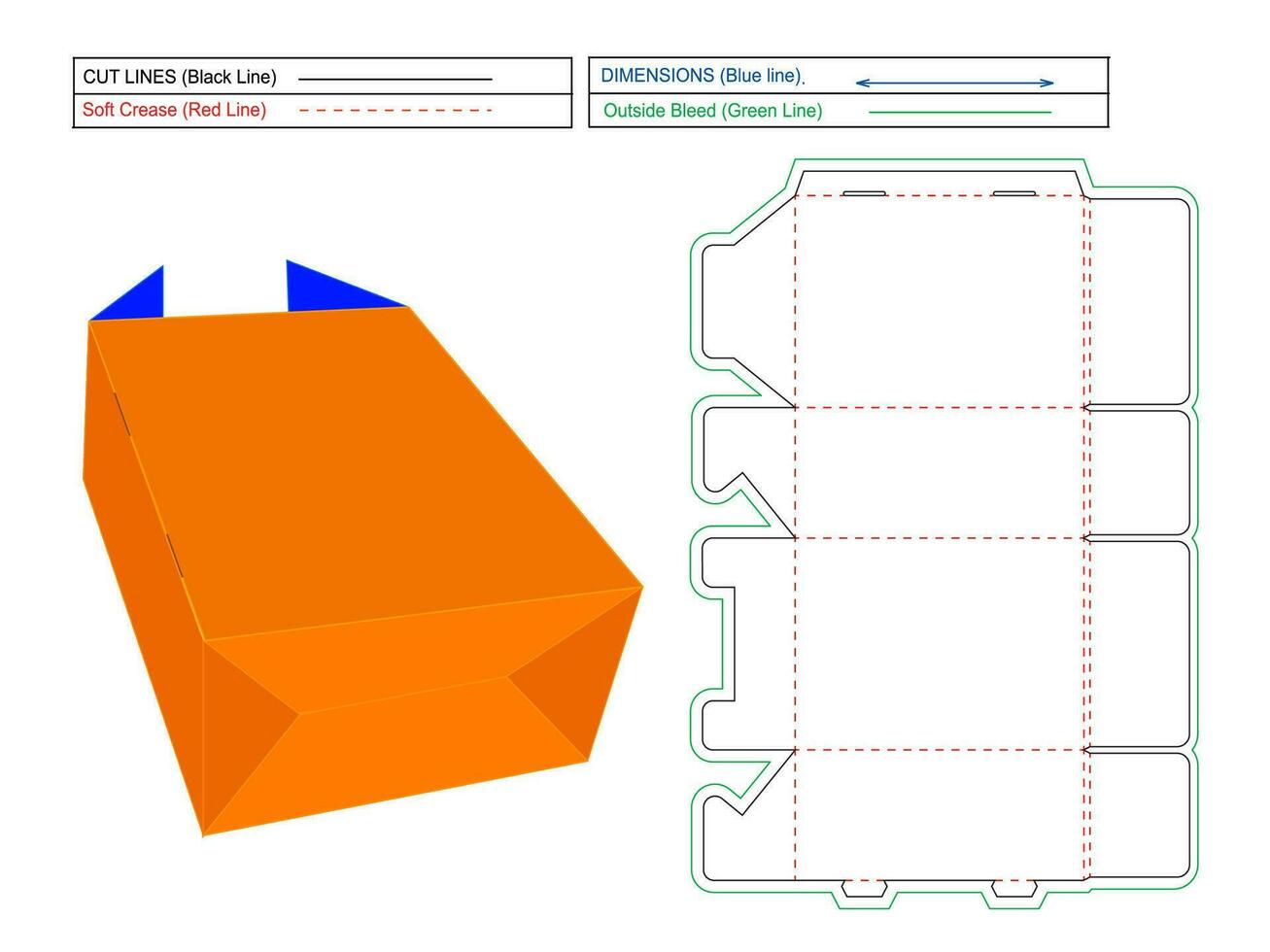 fondo chasquido bloquear caja sin pegamento dieline modelo y 3d caja vector
