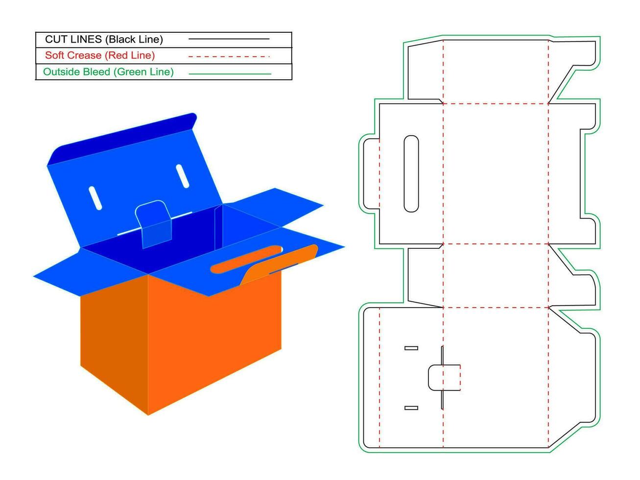 Battery box corrugated cartoon box dieline and 3D vector box