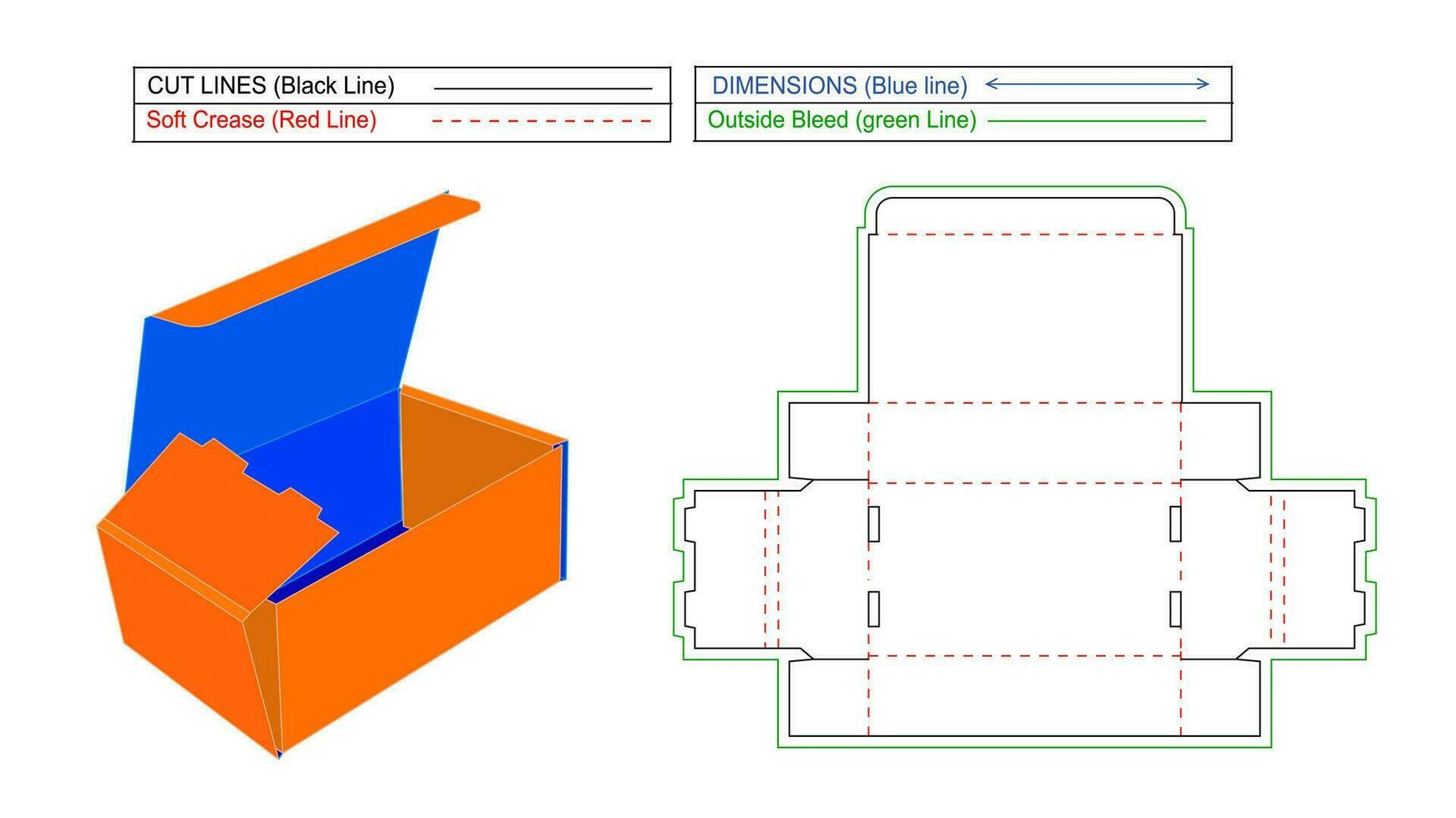 Carton box, corrugated carton RETT box dieline and 3D vector, easily editable and resizable file vector