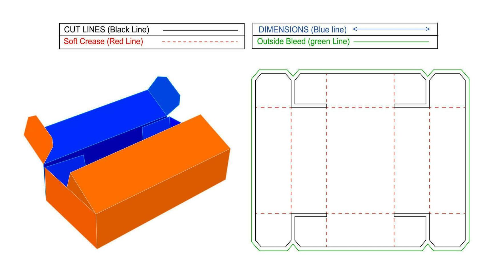 corrugado estándar caja dieline modelo vector