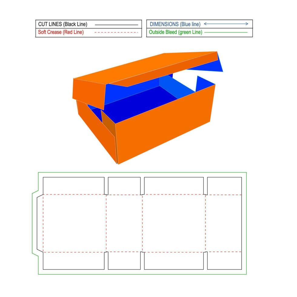 uno papel plegable Envío caja dieline modelo y 3d vector hacer