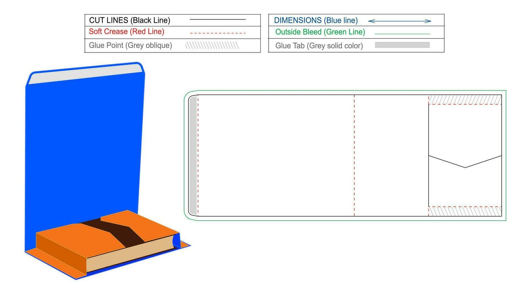 remitente libro embalaje c1 bukwrap libro maquillar perfecto dieline y 3d vector diseño