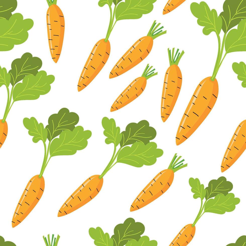 Carrot seamless pattern. Endless pattern can be used for ceramic tile, wallpaper, textile, web page background. Vector cartoon illustration.