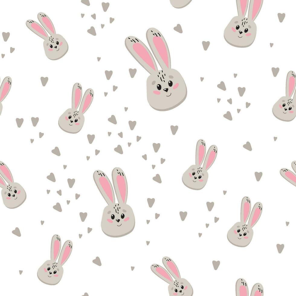 Pattern with cute bunny. Perfect for printing, textiles, wrapping paper. Vector illustration