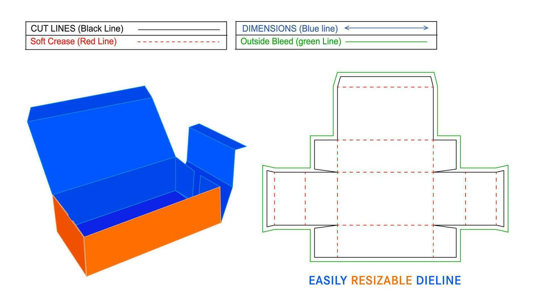 Shipping box, corrugated carton mailer box dieline and 3D vector, easily editable and resizable file vector