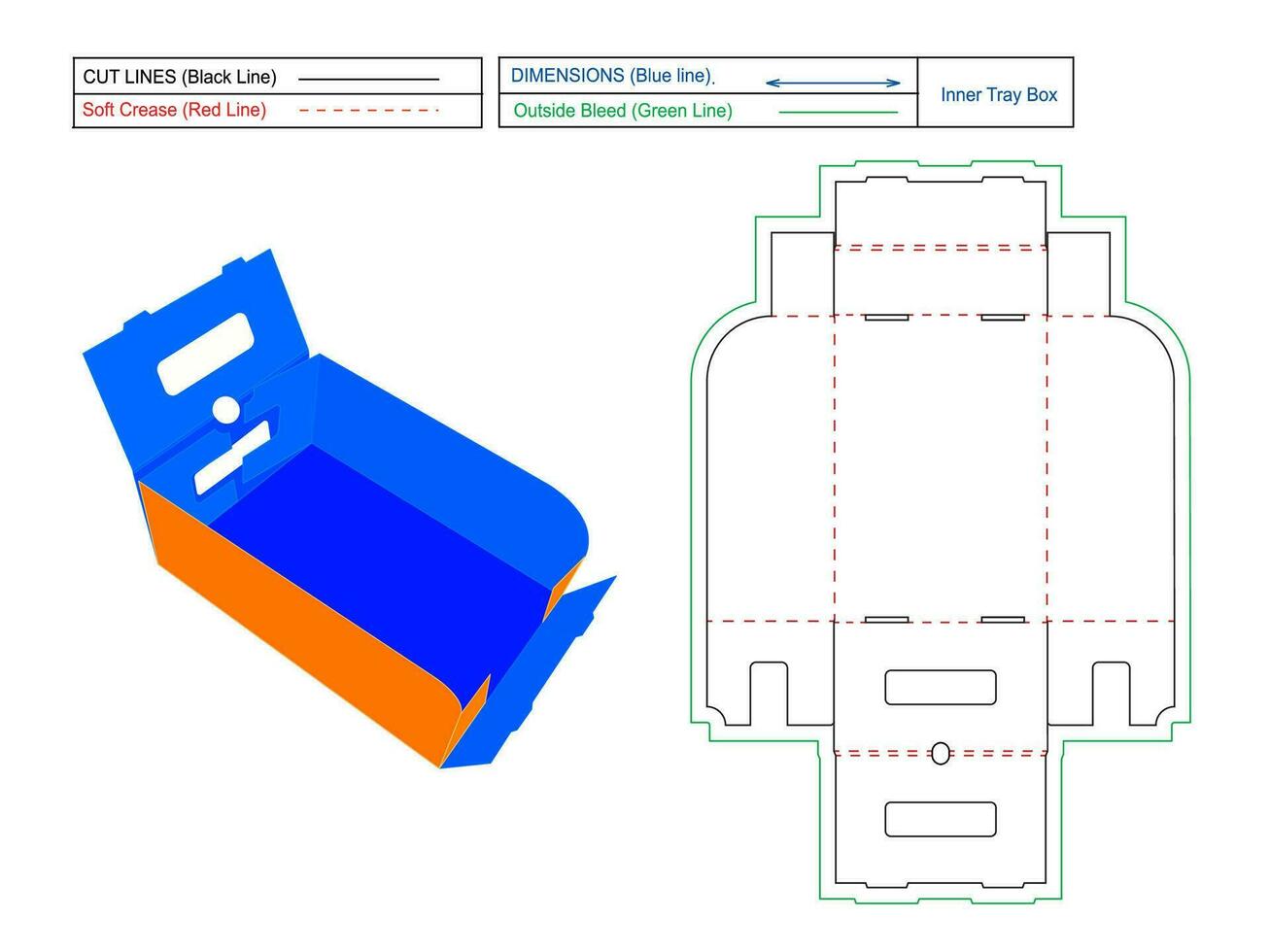 zapato interior bandeja cartulina caja sin pegamento y con participación muesca zapato caja, fácilmente y perfectamente plegable caja dieline modelo y 3d caja vector