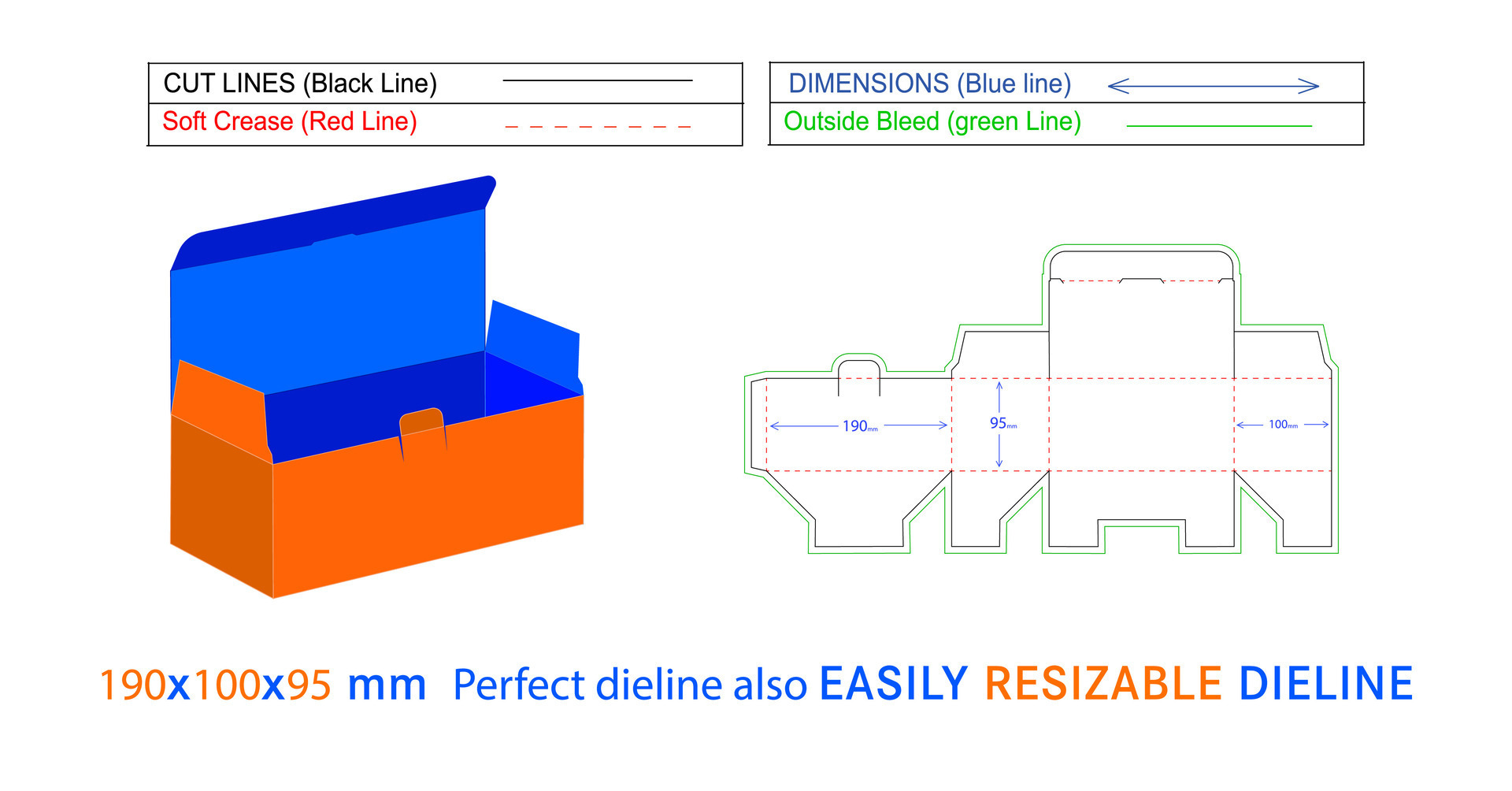 Large size Surgical face mask box dieline and 3D box vector file 190
