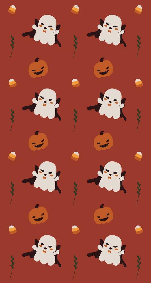 Halloween hand drawn vector illustration seamless pattern. Fall festive season print texture. Minimal decorative backdrop, for wallpaper, phone background