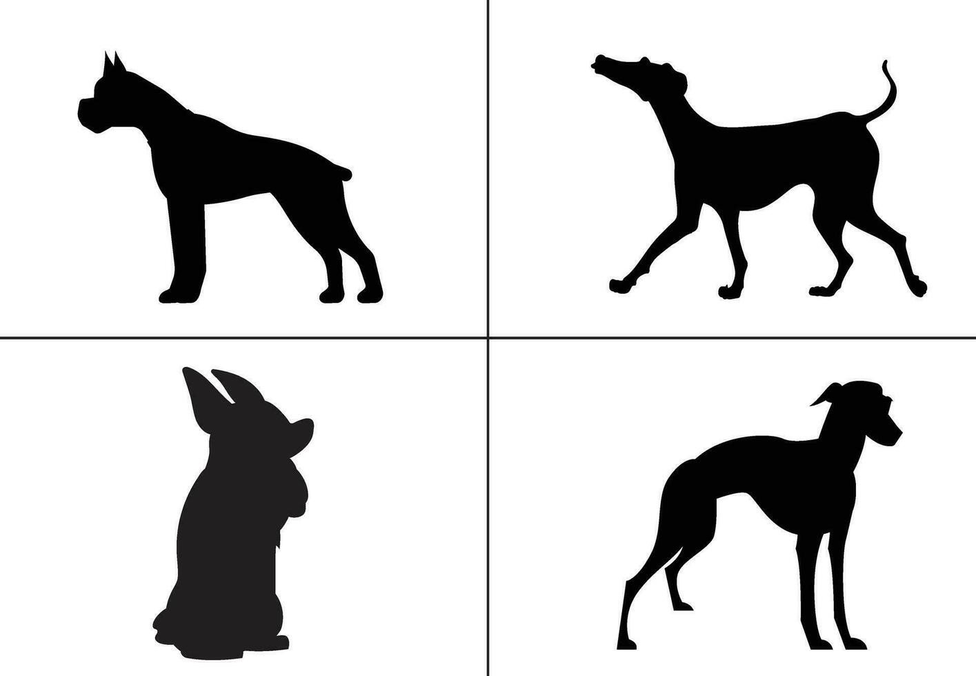 FLAT DESIGN DOG SILHOUETTE SET vector