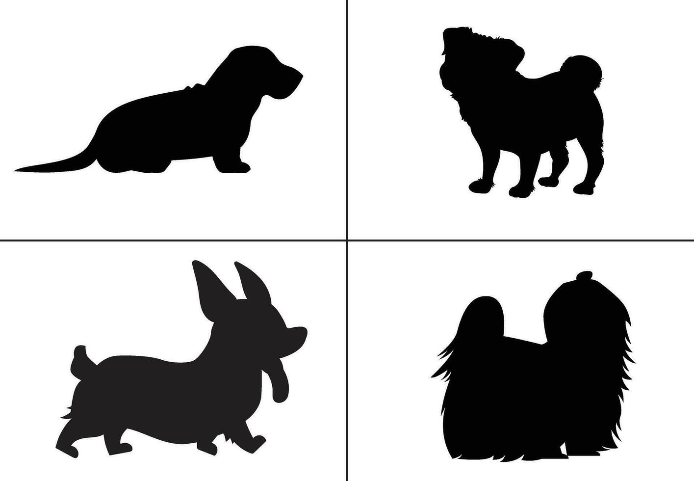 plano diseño perro silueta conjunto vector