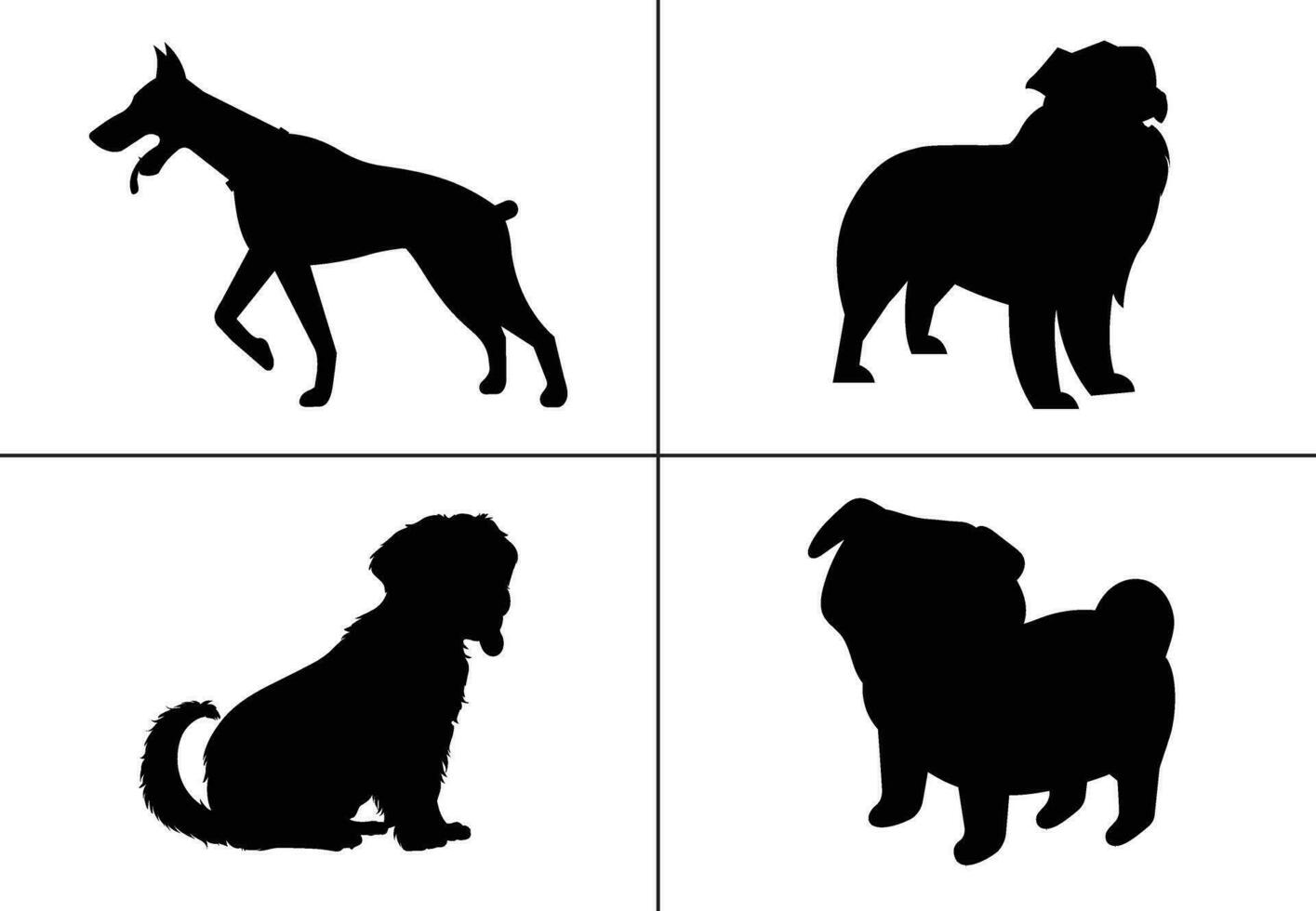 plano diseño perro silueta conjunto vector