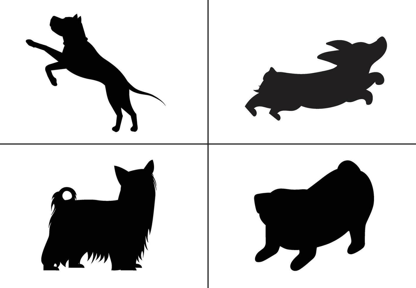 FLAT DESIGN DOG SILHOUETTE SET vector