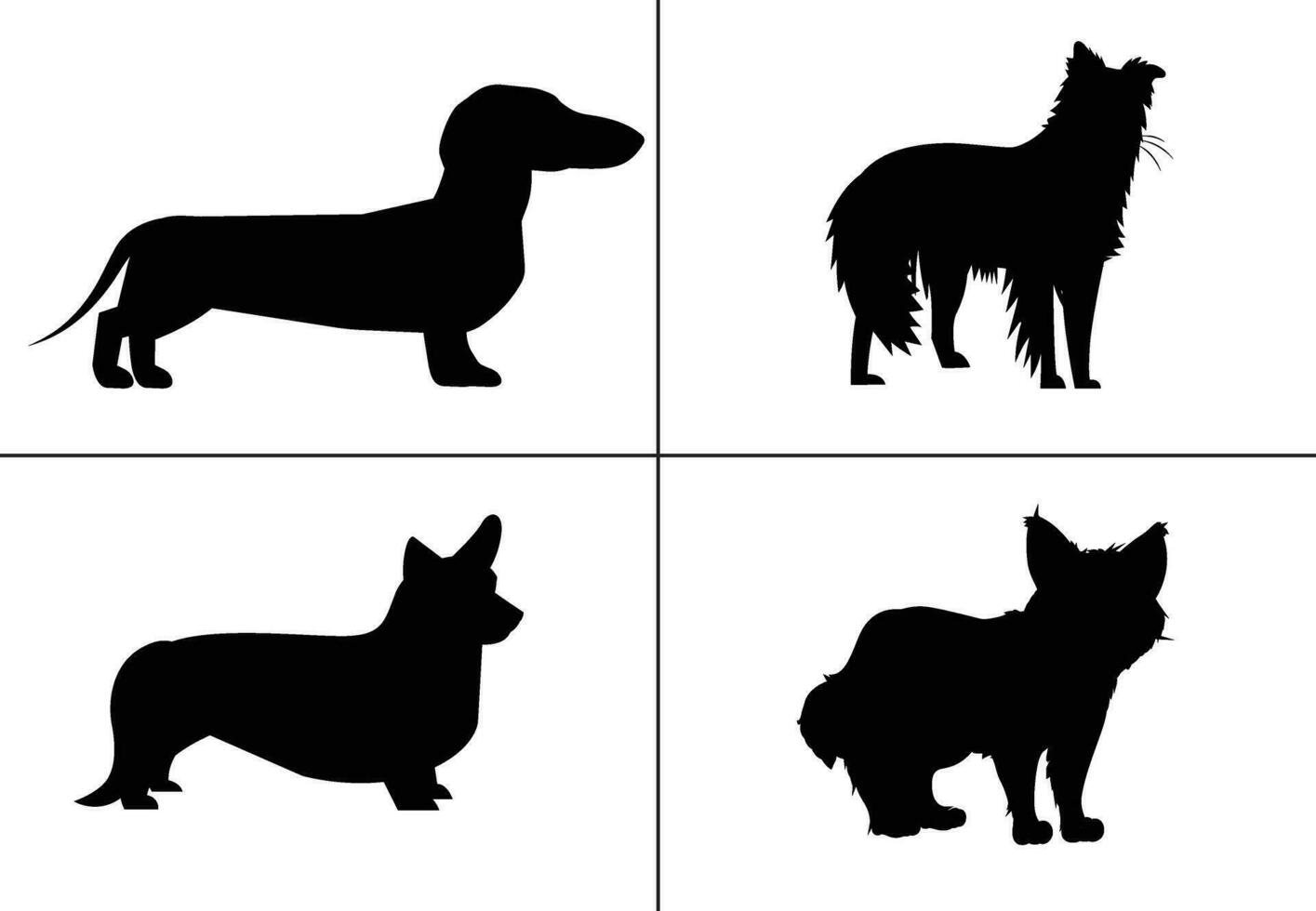 plano diseño perro silueta conjunto vector