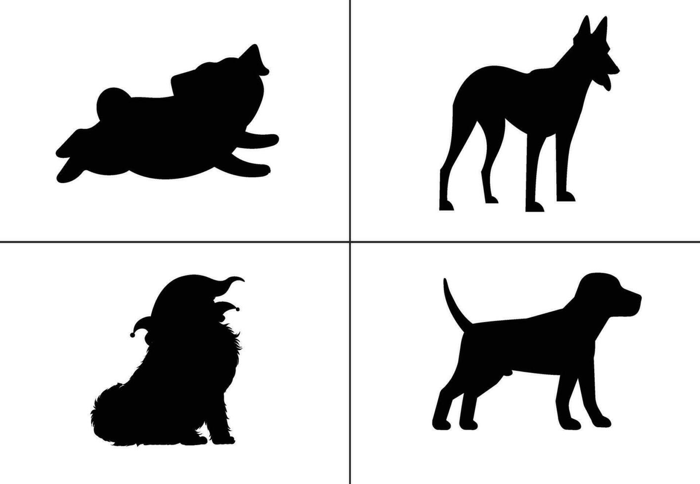 plano diseño perro silueta conjunto vector