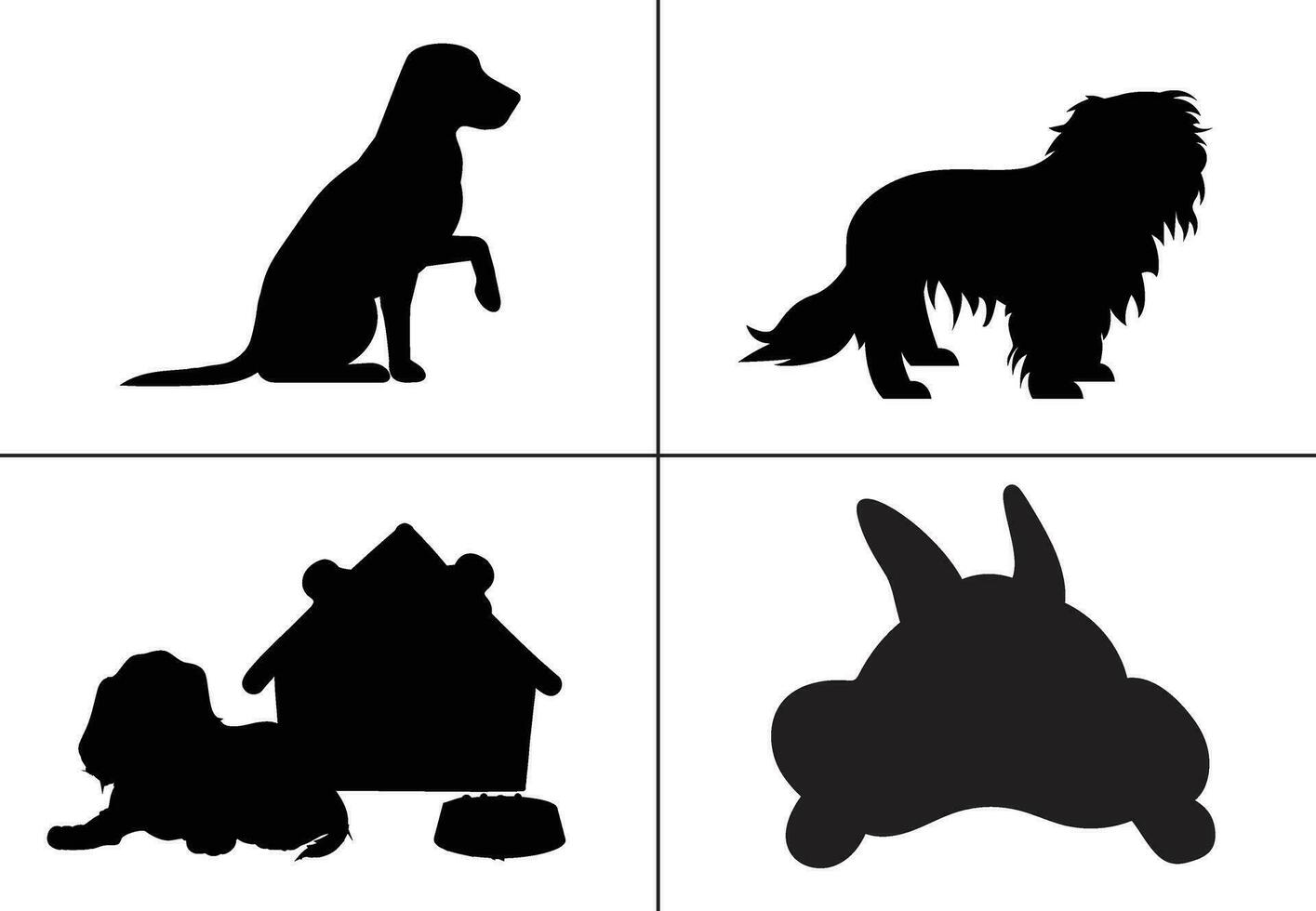 plano diseño perro silueta conjunto vector