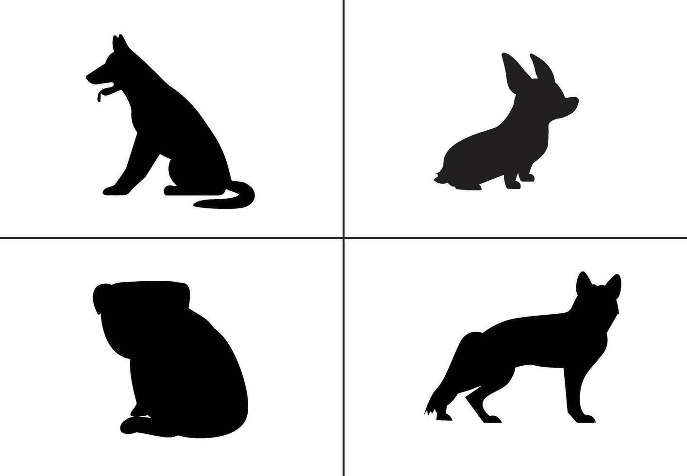 FLAT DESIGN DOG SILHOUETTE SET vector