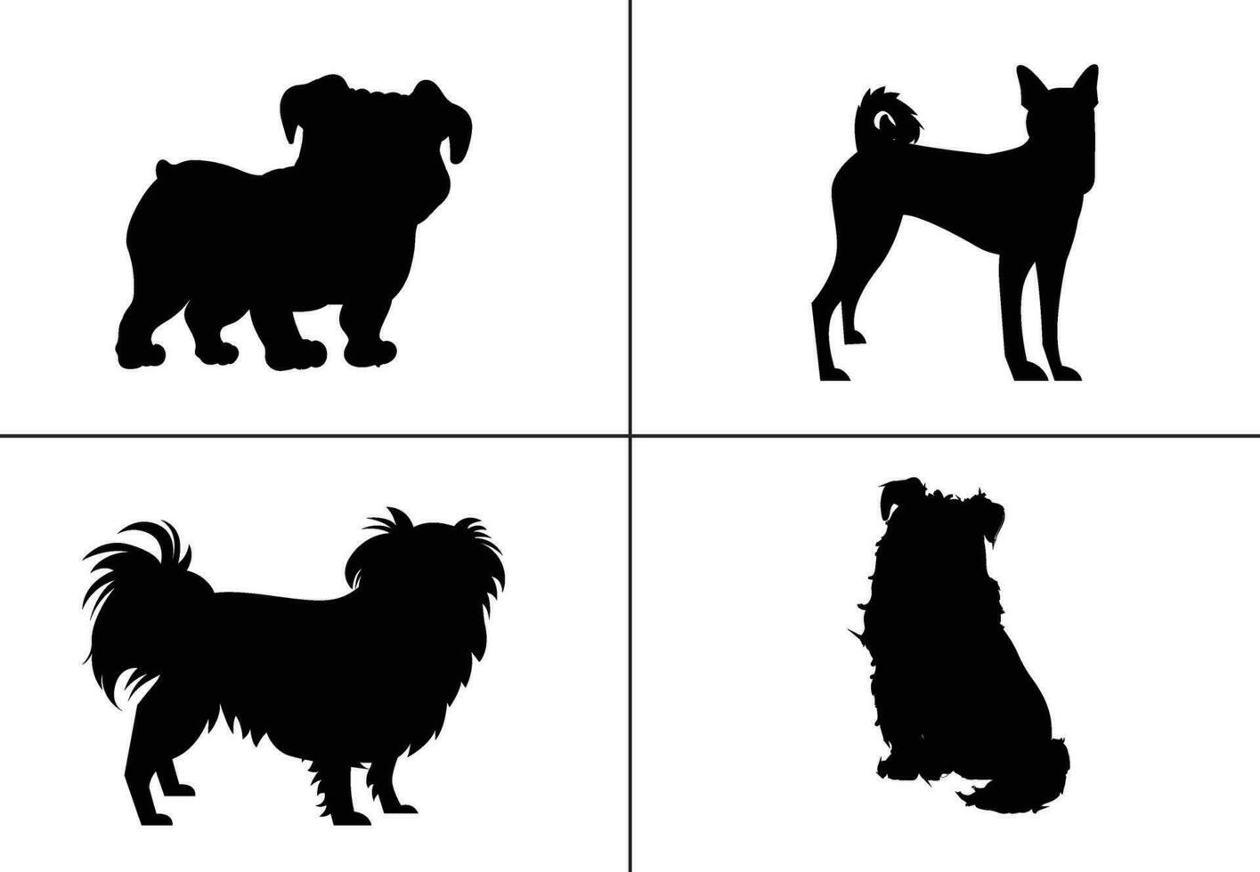 FLAT DESIGN DOG SILHOUETTE SET vector